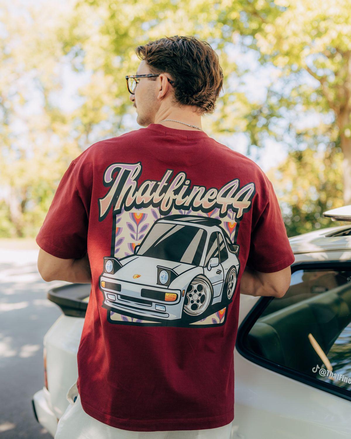 Porsche 944 Toons Car with Back Design - Essential Cotton T-Shirt