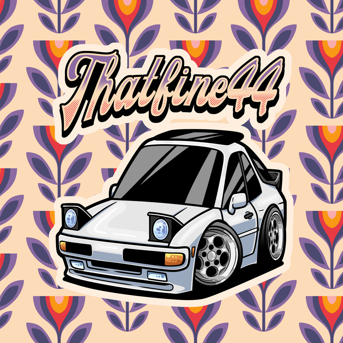 Thatfine44 Toons Car Sticker with Background